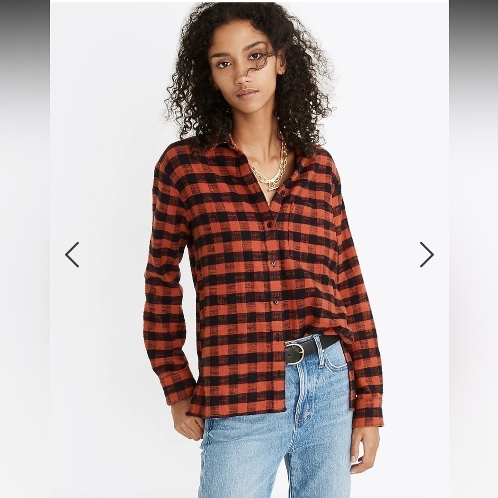 Madewell Flannel Oversized Ex-Boyfriend Shirt in Buffalo Check Size Small